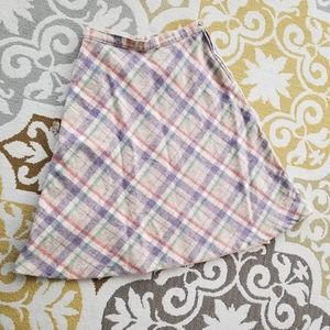 Vintage 1970's Pastel Plaid White Stag Skirt
